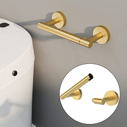 RARXTR Gold Toilet Paper Holder SUS304 Stainless Steel Double Post Pivoting Toilet Paper Roll Holder Wall Mounted Toilet Tissue Holder for Commercial Bathroom RV Brushed Brass Finish - color: Brushed Gold, size: Wall Mount