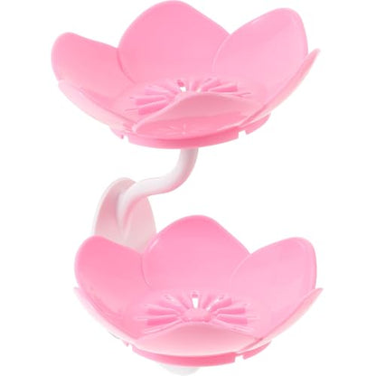 TOYANDONA Double Layer Lotus Soap Dish with Drain Pink Plastic Soap Holder Storage Rack for Bathroom Wall Mount No Drilling Suction Cup