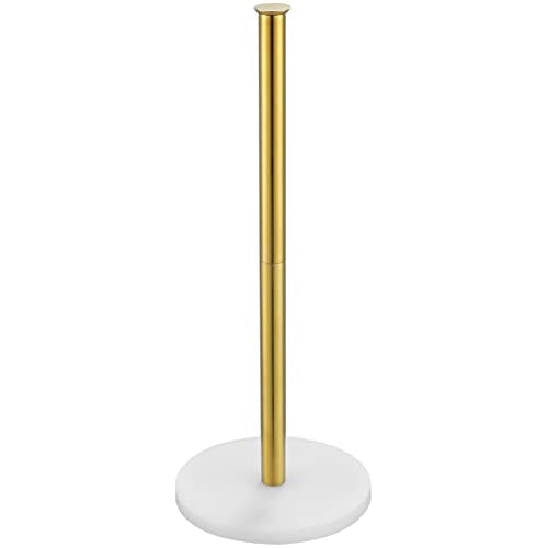 JQK Toilet Paper Storage Stand White Gold, 304 Stainless Steel Tissue Reserve Holder Dispenser for Bathroom, Brushed Gold, TPS180-WG - color: Gold & White Base