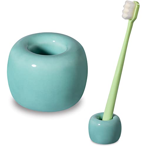 Urbanstrive Sleek Mini Ceramics Toothbrush Holder Stand for Bathroom Vanity Countertops (Green 1-Pack) - color: Green 1-pack