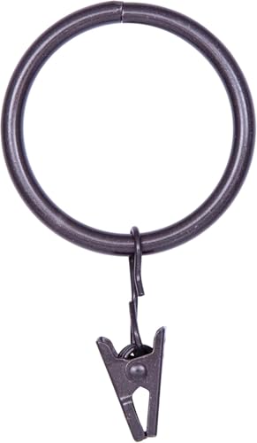 Curtain Rings with Hooks 14 Pack - Rustproof Metal Drapery Clips for Window, Shower, Door, 1.5" Inner Diameter, Smooth Gliding, Fits 5/8" to 3/4" Rods, Black - color: Black