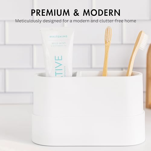 Yew Design Matte White Bathroom Toothbrush Holder Cup - Round Large - color: Large Round Matte White