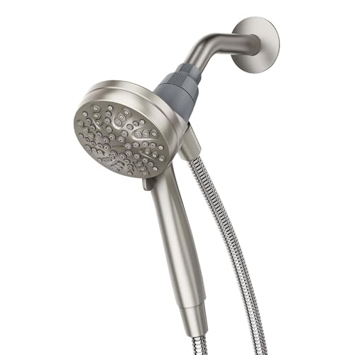 Moen Engage Magnetix Spot Resist Brushed Nickel 3.5-Inch Six-Function Detachable Handheld Showerhead with Magnetic Docking System, 26100SRN - color: Spot Resist Brushed Nickel, size: Showerhead