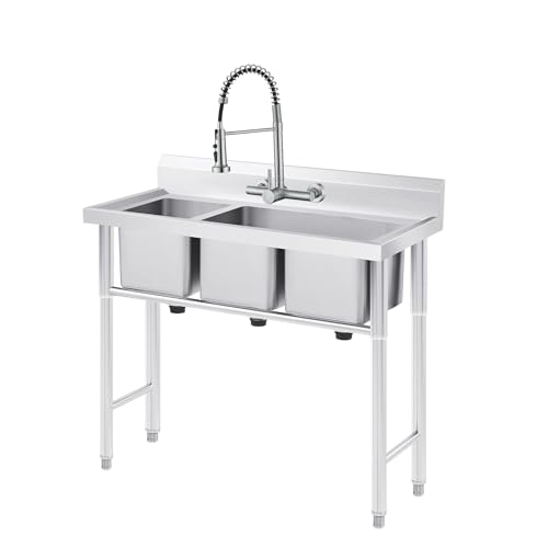 Premium 8"" Center Kitchen Sink Faucet - Wall Mount Tap with High Arc Spring - color: Style B, Center Handle