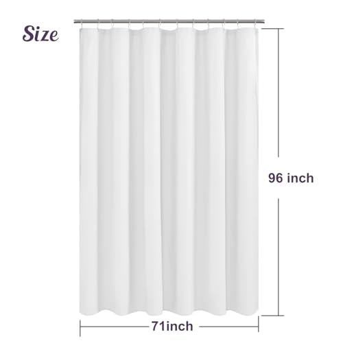 Embossed Microfiber Shower Curtain Liner 71 x 96, White | Extra Long, Machine Washable, Bottom Magnets, Water Repellent, 71x96 inches Soft Fabric Shower Curtain for Bathroom - color: White, size: 71"W x 96"L (Pack of 1)