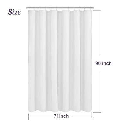 Embossed Microfiber Shower Curtain Liner 71 x 96, White | Extra Long, Machine Washable, Bottom Magnets, Water Repellent, 71x96 inches Soft Fabric Shower Curtain for Bathroom - color: White, size: 71"W x 96"L (Pack of 1)