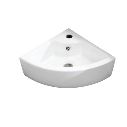 Wall Mounted Corner Bathroom Sink Triangle Bathroom Basin 12.8 x 12.8 x 5.1inch/325 x 325 x 130mm | Glossy ceramic glaze; stain resistant; quick draining bowl; measure wall space pre-order; fits powder room & RV - style: only sink