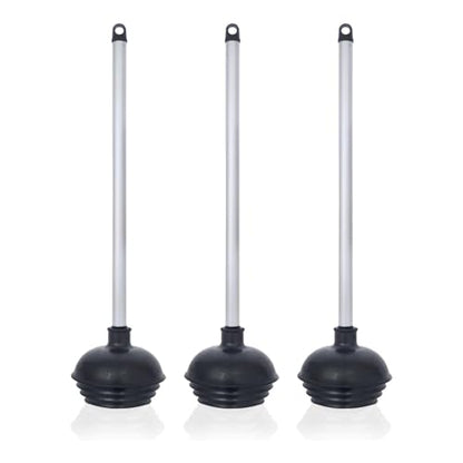 NEIKO 60180A Toilet Plungers, 3 Pack, Patented All-Angle Design, Heavy Duty, Aluminum Handle, Residential, Commercial, and Industrial Building Sanitation Use - size: 3 Pack, style: Plunger