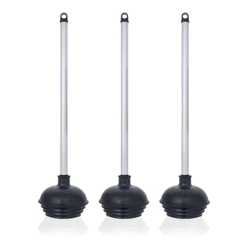 NEIKO 60180A Toilet Plungers, 3 Pack, Patented All-Angle Design, Heavy Duty, Aluminum Handle, Residential, Commercial, and Industrial Building Sanitation Use - size: 3 Pack, style: Plunger