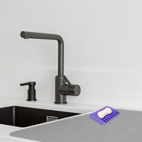 uxcell 2 Pcs Self Draining Silicone Soap Dish, Soap Tray with Drainage for Bathroom Shower Kitchen Sink, 4.5" x 3.1" x 0.4", Purple - color: Purple