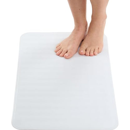 ENKOSI Non Slip Bath Mat for Tub and Shower Floors – Anti Slip Shower Mat with Secure Suction Cup Grip – Soft White Bathtub Mat for Inside Bath Tub and Smooth Bathroom Stalls (28x16 White) - color: White