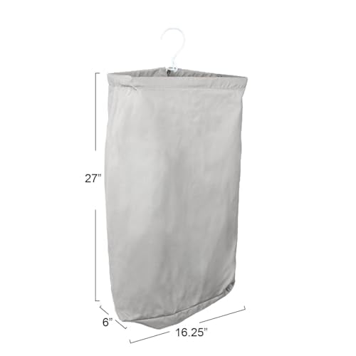 Household Essentials Door Hanging Laundry Bag, Washable Canvas Bag with Loop Handle, Holds Two Loads of Laundry, Great for Dorms and Small Spaces, Grey - color: Grey