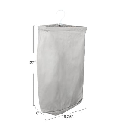 Household Essentials Door Hanging Laundry Bag, Washable Canvas Bag with Loop Handle, Holds Two Loads of Laundry, Great for Dorms and Small Spaces, Grey - color: Grey