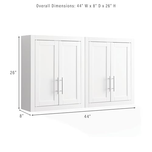 Crosley Furniture Savannah 2-Piece Wall Kitchen Storage Cabinet, Cabinets for Laundry, Bathroom, White - color: White, style: 2-Piece Bathroom Cabinet
