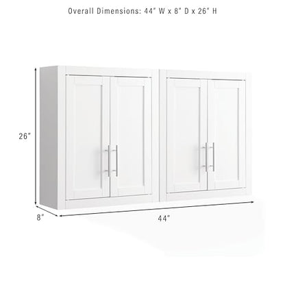 Crosley Furniture Savannah 2-Piece Wall Kitchen Storage Cabinet, Cabinets for Laundry, Bathroom, White - color: White, style: 2-Piece Bathroom Cabinet