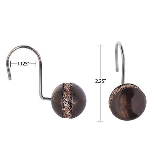 Creative Scents Dublin Brown Shower Curtain Hooks Decorative | Set of 12 | Shower Curtain Rings - style: Shower Hooks