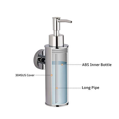 BGL Soap Dispenser Stainless Steel 304 Chrome Wall Mount Liquid and Soap Dispenser for Kitchen and Bathroom - color: Silver
