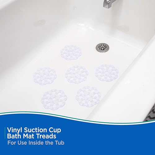 Kenney KN61549 Vinyl Bath Treads with Suction Cups for Use Inside the Bathroom Shower, 5" L x 5" W, Clear - size: 5" (Round)