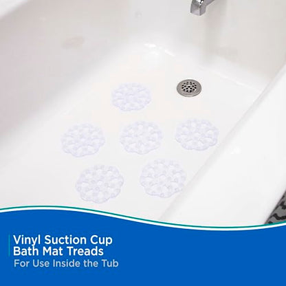 Kenney KN61549 Vinyl Bath Treads with Suction Cups for Use Inside the Bathroom Shower, 5" L x 5" W, Clear - size: 5" (Round)