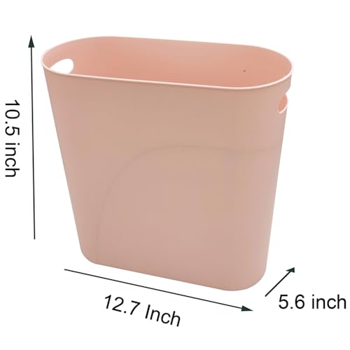 ROYFACC Small Trash Can Plastic Bathroom Wastebasket 3.2 Gallon Slim Garbage Container Bin with Handle for Home Kitchen Bathroom Bedroom Office, 2 Pack, Pink - color: Pink