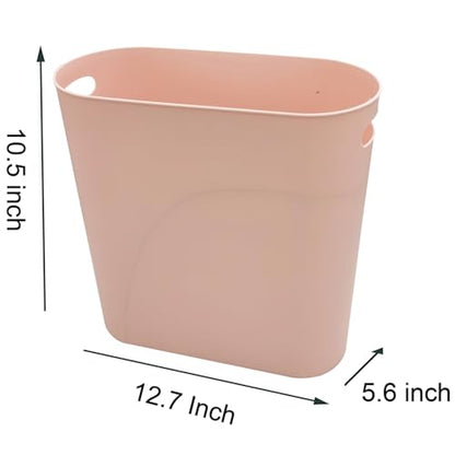 ROYFACC Small Trash Can Plastic Bathroom Wastebasket 3.2 Gallon Slim Garbage Container Bin with Handle for Home Kitchen Bathroom Bedroom Office, 2 Pack, Pink - color: Pink