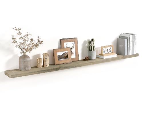 Axeman 72 Inch Rustic Wooden Floating Shelves for Wall|Solid Reclaimed Wood Wall Mounted Shelves with Invisible Brackets for Books Bathroom Kitchen Storage|8 Inch Deep|1 Pack, Grey - color: Grey, size: 72inch
