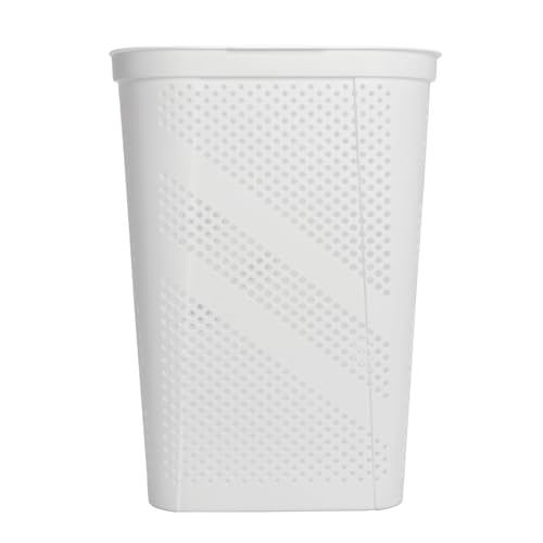 24" Plastic Hinged-Lid Rectangle Laundry Hamper, All Ages, White