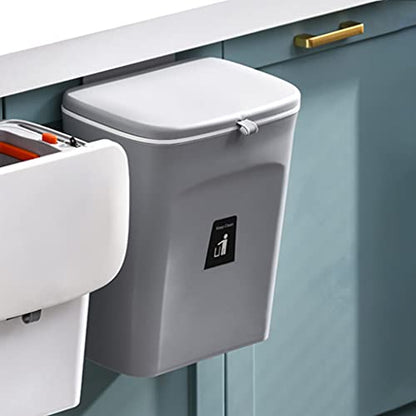 Hanging Trash Bin Wall Mounted Waste Bin Gargabe Waste Can for Bathroom Kitchen (Grey) - color: Grey