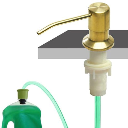 Soap Dispenser for Kitchen Sink (Gold),Built in Design Sink Soap Dispenser, Refill from The Top, Stainless Steel Kitchen Soap Pump with 48.8 InchTube Kit - color: Gold, style: Modern