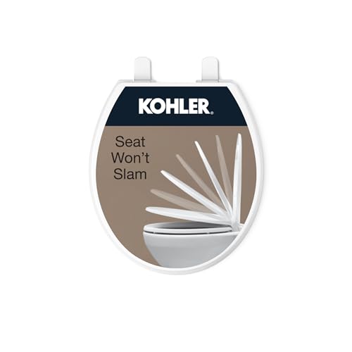 KOHLER 20111-0 Brevia, Slow Close Toilet Seat, Round Toilet Seat, Grip-Tight Bumpers Quick-Attach Hardware, White (Pack of 2) - size: Round (Pack of 2)