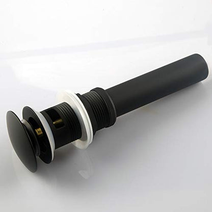 Shile Matte Black Push and Seal Pop Up Drain Stopper with Overflow for Bathroom Faucet Vanity Sink