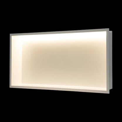 Shower Niche 25" x 13", Stainless Steel Bathroom Wall Niche, Recessed Wall Shelf with Lighting, Wall Cabinets for Bathroom Storage, White - color: White