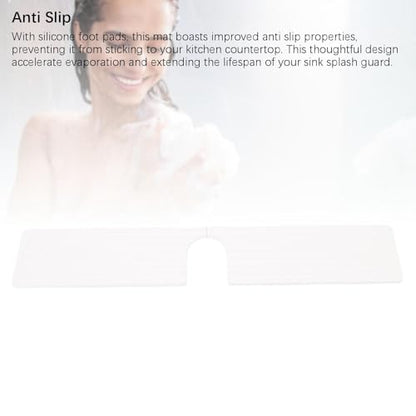 Quick Dry Porous Diatomite Faucet Mat for Kitchen Bathroom Countertop Protector with Non-Slip Feet 23.6x3.9 Inches (White) - color: White