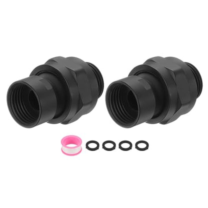 uxcell 2 Pcs Shower Head Swivel Adapter Solid Brass Adjustable Shower Arm Extension Connector Universal Shower Component Connector with PTFE Tape and Gasket for Shower System (Black) - color: Black