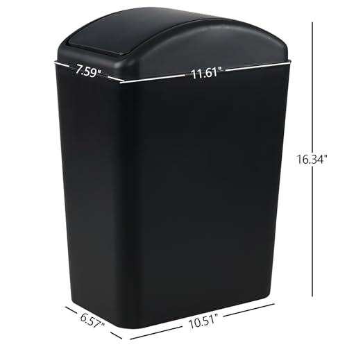 4.5 Gallon Plastic Swing Lid Trash Can, Swing-Top Trash Bin, Black | Small Slim Garbage Can, Waste Basket with Lid - color: Black