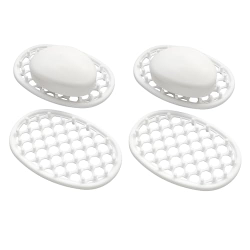 4 Pack Soap Dish for Shower, Non-Slip Silicone Bar Soap Holder with Efficient Drainage Holes for Bathroom Sink, Self Draining Soaps Saver Pad for Shower Niche, Shelf (White- 4Pcs) - color: White- 4pcs