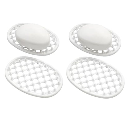 4 Pack Soap Dish for Shower, Non-Slip Silicone Bar Soap Holder with Efficient Drainage Holes for Bathroom Sink, Self Draining Soaps Saver Pad for Shower Niche, Shelf (White- 4Pcs) - color: White- 4pcs