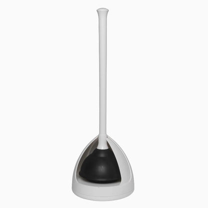 Toilet Plunger Drain Plunger with White Twist Caddy Storage Holder