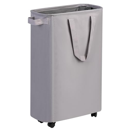 efluky Slim Laundry Hamper with Wheels, Rolling Laundry Basket for Clothes, Small Laundry Basket for Bedroom, Dorm and Laundry Room, 60L (12.7 Gallons) Grey - color: Grey, size: 60L