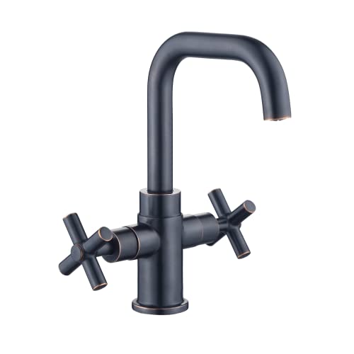 Bathroom Sink Faucet, 4 Inch Single Hole or 3 Hole Centerset Vanity Faucet, 2-Handle Handle Single Hole Bahroom Sink Faucet, Pop Up Drain Oil Rubbed Bronze Finish DF-1265CCH-ORB - color: Oil Rubbed Bronze