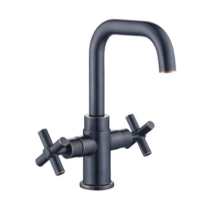 Bathroom Sink Faucet, 4 Inch Single Hole or 3 Hole Centerset Vanity Faucet, 2-Handle Handle Single Hole Bahroom Sink Faucet, Pop Up Drain Oil Rubbed Bronze Finish DF-1265CCH-ORB - color: Oil Rubbed Bronze