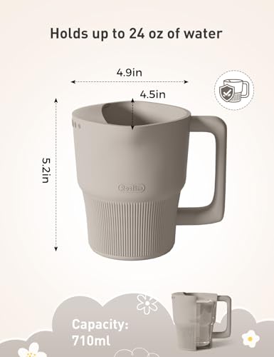 Roslim Silicone Baby Bath Rinse Cup, Shampoo & Body Rinser with Easy-Grip Handle for Rinsing Hair and Body Washing, Lightweight, Non-Toxic for Babies, Toddlers, Kids (Taupe) - color: Taupe