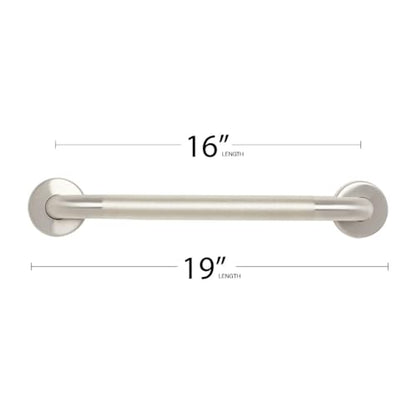 Seachrome 16" Wall Mount Grab Bar, 1 ¼" Diameter, Concealed Flanges, ADA Compliant, Peened with Satin Ends - size: 16 Inch