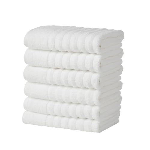 Great Bay Home 6 Pack Hand Towel Set - 100% Cotton Towels - Absorbent & Quick-Dry Towels for Bathroom (White) - color: White, size: Hand Towel (Pack of 6)
