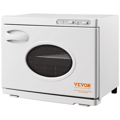 VEVOR 23L Large Capacity Hot Warmers with See Through Window, Two Stainless Steel Racks, Holds up 50-60 Towels, 2-in-1 Quick and All-Round Heating for Facials, SPA, Massage, Salon, White
