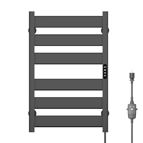 Towel Warmer Rack 6 Bars Towel Warmer Wall Mounted with Timer & Temperature Adjustments Electric Heated Towel Drying Racks for Bathroom