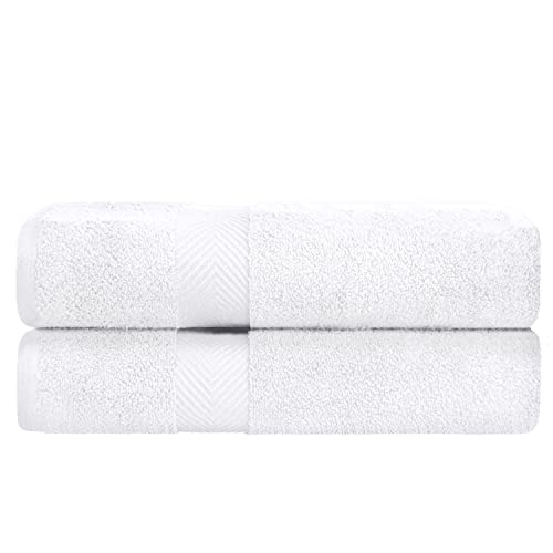 Zero-Twist Towel Collection, Luxurious Cotton Oversized Bath Sheet Towel, 34" x 68", 2-Pieces, Absorbent and Fast-Drying, Solid, White - color: White, size: Bath Sheet 2-Pack