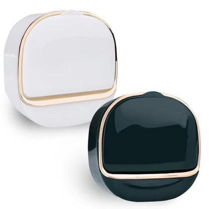 ASTIMESA 2 Packs Waterproof Wall-Mounted Soap Dishes Box, Adhesive Plastic Soap Holder with Drain Lid Tray for Bar Bathroom Shower Keep Dry Flip Self Draining White & Dark Blue - color: White & Dark Blue