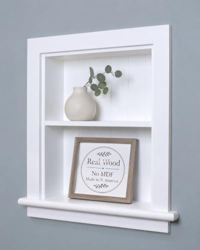 14x18 Aiden Recessed Wall Niche Medicine Cabinet Replacement, in The Wall Bathroom Cabinet Insert Shelf/Shelves, Made in North America, Real Wood, NO MDF, Beadboard, White - color: White, size: 14x18