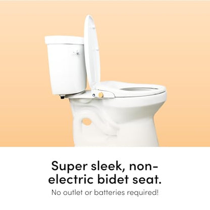 TUSHY Oasis Non-Electric Warm Water Bidet Seat, Elongated, Platinum Knob | Self-Cleaning Dual Nozzles, Adjustable Temperature and Pressure, Soft-Close Lid, 10 Minute DIY Install, Sink Access Required - color: White/Platinum, style: Dual Temp - Elongated S